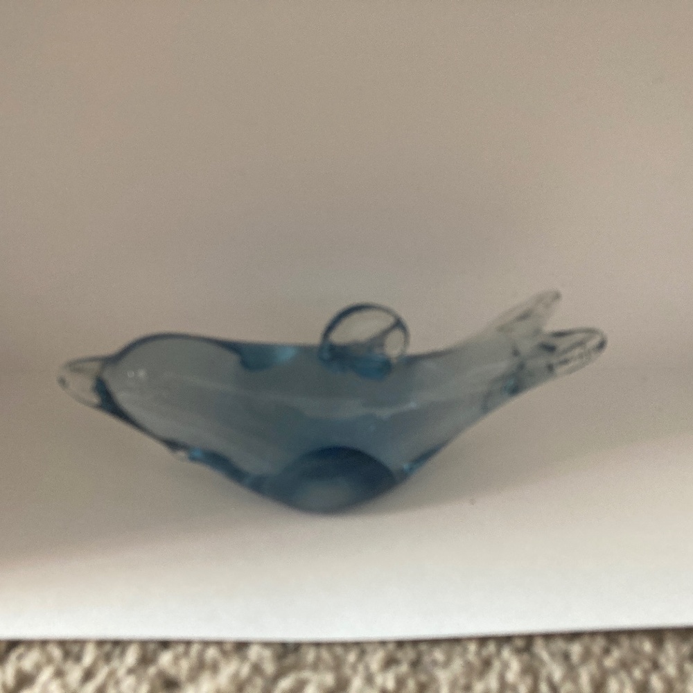 Whale blown glass paperweight